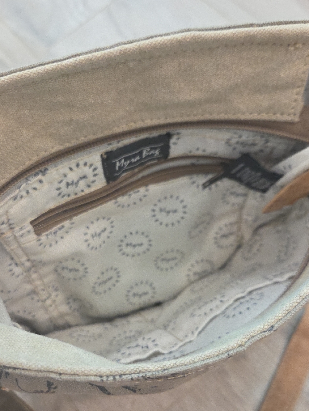Myra Upcycled Leather/Canvas Bag - Picture 3 of 3